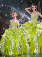 Exquisite Multi-color Sleeveless Organza Lace Up Sweet 16 Dress for Military Ball and Sweet 16 and Quinceanera