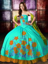 Vintage Multi-color Sleeveless Satin Lace Up Quinceanera Dresses for Military Ball and Sweet 16 and Quinceanera