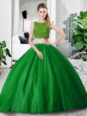 Fabulous Green Sleeveless Tulle Zipper Vestidos de Quinceanera for Military Ball and Sweet 16 and Quinceanera