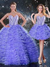 Edgy Purple Lace Up Quince Ball Gowns Embroidery Sleeveless Floor Length