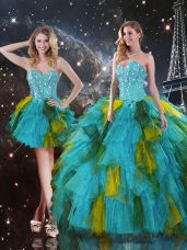 Enchanting Floor Length Multi-color Sweet 16 Quinceanera Dress Sweetheart Sleeveless Lace Up