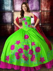 Free and Easy Multi-color Sleeveless Floor Length Embroidery Lace Up Sweet 16 Dress