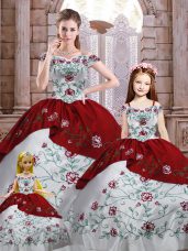 Taffeta Sleeveless Floor Length Quince Ball Gowns and Embroidery