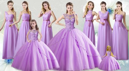 Traditional Floor Length Lilac 15 Quinceanera Dress Tulle Sleeveless Beading