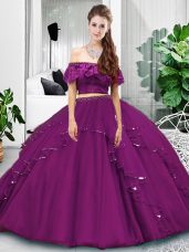 Unique Sleeveless Lace Up Floor Length Lace and Ruffles 15th Birthday Dress