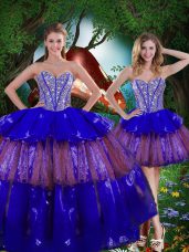 Floor Length Multi-color Sweet 16 Dress Sweetheart Sleeveless Lace Up