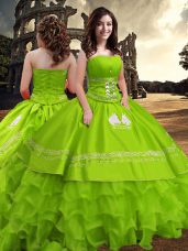 Popular Zipper Sweet 16 Quinceanera Dress Embroidery and Ruffled Layers Sleeveless Floor Length