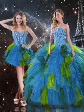 Sweetheart Sleeveless Lace Up 15th Birthday Dress Multi-color Tulle