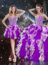 Fantastic Multi-color Sweetheart Neckline Beading and Ruffles Vestidos de Quinceanera Sleeveless Lace Up