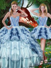 Affordable Multi-color Sleeveless Organza Lace Up Quince Ball Gowns for Military Ball and Sweet 16 and Quinceanera