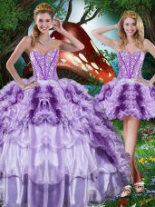 Attractive Ball Gowns Sweet 16 Dresses Multi-color Sweetheart Organza Sleeveless Floor Length Lace Up