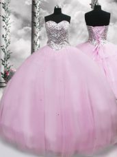 Dramatic Lilac Sweetheart Neckline Beading Sweet 16 Quinceanera Dress Sleeveless Lace Up