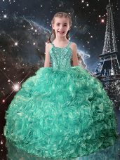 Latest Sleeveless Beading and Ruffles Lace Up Girls Pageant Dresses