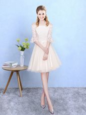 Fantastic Half Sleeves Lace Lace Up Wedding Party Dress