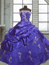 Beauteous Purple Sleeveless Appliques and Pick Ups Floor Length Sweet 16 Dress