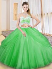 Exquisite Sleeveless Beading and Ruching and Pick Ups Floor Length 15th Birthday Dress