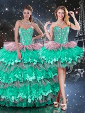 Cheap Sleeveless Beading and Ruffles and Ruffled Layers Lace Up Quinceanera Dress