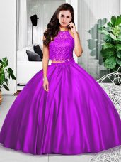 Eggplant Purple 15 Quinceanera Dress Military Ball and Sweet 16 and Quinceanera with Lace and Ruching Halter Top Sleeveless Zipper