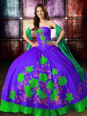 Multi-color Quinceanera Gown Military Ball and Sweet 16 and Quinceanera with Embroidery Strapless Sleeveless Lace Up