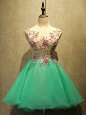 Modern Apple Green Sleeveless Appliques Mini Length Prom Party Dress