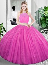 Floor Length Zipper Quinceanera Dresses Fuchsia for Military Ball and Sweet 16 and Quinceanera with Lace and Ruching