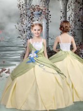 Popular Floor Length Ball Gowns Sleeveless Champagne Kids Formal Wear Lace Up