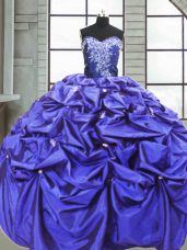 Exceptional Purple Lace Up Sweet 16 Dresses Beading and Pick Ups Sleeveless Floor Length