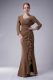 Straps Sleeveless Mother Of The Bride Dress Floor Length Beading Brown Chiffon