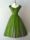 Sweet Knee Length Zipper Wedding Guest Dresses Green for Prom and Party and Military Ball and Sweet 16 with Ruching