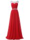 Pretty Red Sleeveless Chiffon Backless Prom Homecoming Dress for Prom and Military Ball and Sweet 16