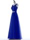 Exquisite Floor Length Royal Blue Evening Dress V-neck Sleeveless Zipper