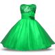 Green Ball Gowns Belt and Hand Made Flower Flower Girl Dresses Zipper Organza and Sequined Sleeveless Knee Length