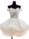 Tulle Strapless Sleeveless Zipper Beading and Lace and Embroidery and Ruffles Prom Evening Gown in White