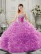 Sleeveless Court Train Lace Up Beading and Ruffles Quince Ball Gowns