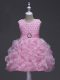 New Arrival Scoop Sleeveless Lace Up Kids Formal Wear Rose Pink Organza