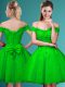 Tulle Cap Sleeves Knee Length Quinceanera Court Dresses and Lace and Belt