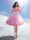 Customized Off The Shoulder Sleeveless Prom Dress Mini Length Hand Made Flower Baby Pink Tulle