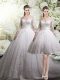 Hot Selling 3 4 Length Sleeve Chapel Train Lace Zipper Bridal Gown