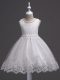 Lovely White Scoop Neckline Lace Little Girls Pageant Gowns Sleeveless Zipper