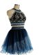 On Sale Navy Blue Sleeveless Beading Mini Length Pageant Gowns