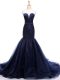 Navy Blue Lace Up Sweetheart Beading and Ruching Homecoming Dress Tulle Sleeveless Court Train