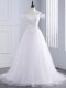 Nice Sleeveless Tulle Lace Up Wedding Gown in White with Lace and Appliques