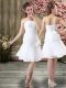 Luxurious Chiffon Sleeveless Knee Length Bridal Gown and Hand Made Flower