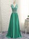 On Sale Floor Length Backless Prom Evening Gown Green for Prom and Military Ball with Lace and Appliques