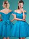 Cap Sleeves Lace and Belt Lace Up Bridesmaid Dresses