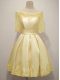 Sexy Half Sleeves Taffeta Knee Length Lace Up Bridesmaid Dress in Yellow with Lace