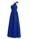 Sumptuous Royal Blue Zipper One Shoulder Ruffles and Ruching Court Dresses for Sweet 16 Chiffon Sleeveless