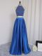 Traditional Royal Blue Sleeveless Elastic Woven Satin Zipper Prom Dresses for Prom and Party and Wedding Party