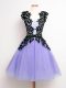 Lavender Lace Up Straps Lace Bridesmaids Dress Tulle Sleeveless