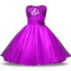 Romantic Knee Length Ball Gowns Sleeveless Purple Toddler Flower Girl Dress Zipper